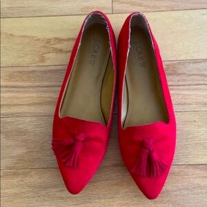 JCrew red tassel loafer